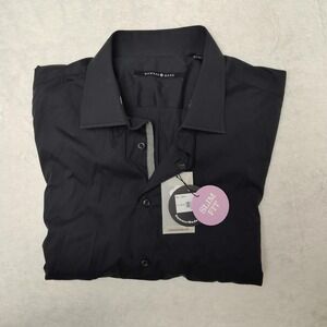 HammerMade Shirt Mens 16.5 Black Slim Fit Dress Long Sleeve Contrasting Trim